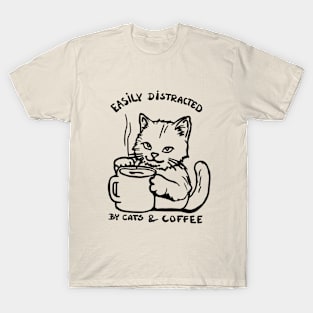 coffee cat easily distracted T-Shirt